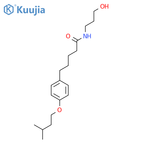 BENZENEPENTANAMIDE, N-(3-HYDROXYPROPYL)-4-(3-METHYLBUTOXY)- structure