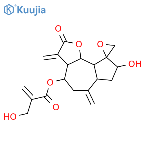 8-hydroxy-3,6-dimethylidene-2-oxodecahydro-2H-spiro[azuleno[4,5-b]furan-9,2'-oxiran]-4-yl 2-(hydroxymethyl)prop-2-enoate structure