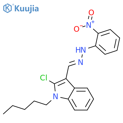 1H-Indole-3-carboxaldehyde,2-chloro-1-pentyl-, 2-(2-nitrophenyl)hydrazone structure