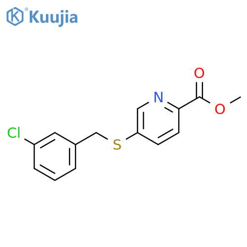 2-Pyridinecarboxylic acid, 5-[[(3-chlorophenyl)methyl]thio]-, methyl ester structure