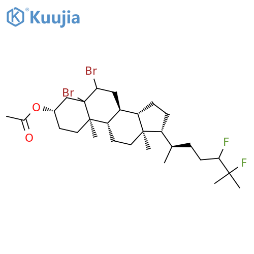 Cholestan-3-ol, 5,6-dibromo-24,25-difluoro-, acetate, (3b)- structure