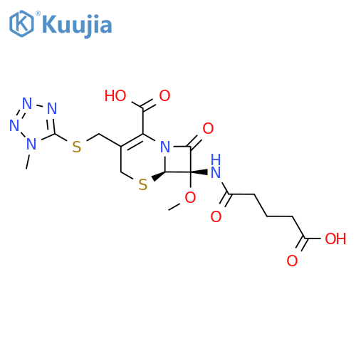 (6R,7S)-7-(4-Carboxybutanoylamino)-7-methoxy-3-[(1-methyltetrazol-5-yl)sulfanylmethyl]-8-oxo-5-thia-1-azabicyclo[4.2.0]oct-2-ene-2-carboxylic acid structure