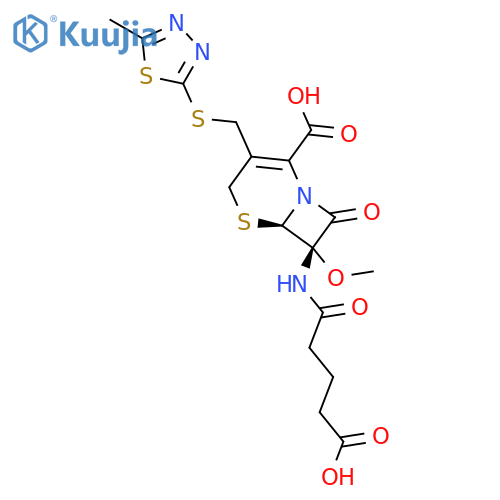5-Thia-1-azabicyclo[4.2.0]oct-2-ene-2-carboxylicacid,7-[(4-carboxy-1-oxobutyl)amino]-7-methoxy-3-[[(5-methyl-1,3,4-thiadiazol-2-yl)thio]methyl]-8-oxo-,(6R,7S)- structure
