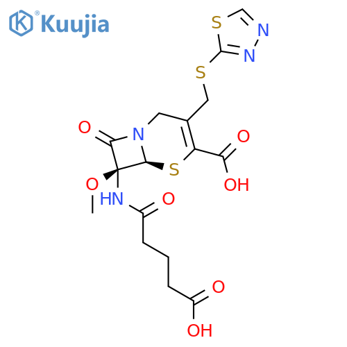 5-Thia-1-azabicyclo[4.2.0]oct-2-ene-2-carboxylicacid,7-[(4-carboxy-1-oxobutyl)amino]-7-methoxy-8-oxo-3-[(1,3,4-thiadiazol-2-ylthio)methyl]-,(6R,7S)- structure