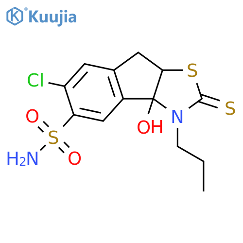 2H-Indeno[1,2-d]thiazole-5-sulfonamide,6-chloro-3,3a,8,8a-tetrahydro-3a-hydroxy-3-propyl-2-thioxo- structure