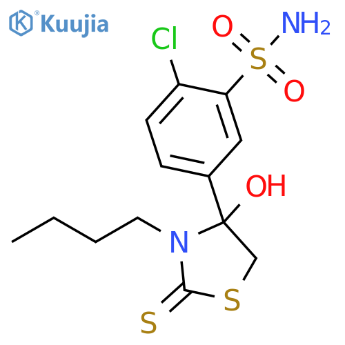 Benzenesulfonamide,5-(3-butyl-4-hydroxy-2-thioxo-4-thiazolidinyl)-2-chloro- structure