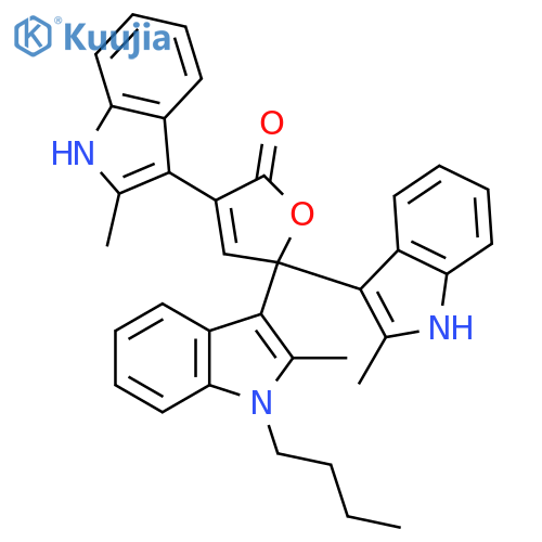 2(5H)-Furanone,5-(1-butyl-2-methyl-1H-indol-3-yl)-3,5-bis(2-methyl-1H-indol-3-yl)- structure