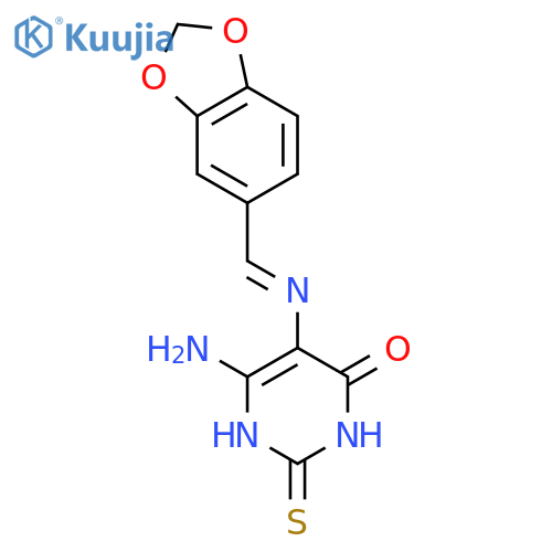 4(1H)-Pyrimidinone,6-amino-5-[(1,3-benzodioxol-5-ylmethylene)amino]-2,3-dihydro-2-thioxo- structure