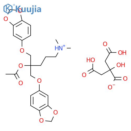 4-(acetyloxy)-5-(1,3-benzodioxol-5-yloxy)-4-[(1,3-benzodioxol-5-yloxy)methyl]-N,N-dimethylpentan-1-aminium 3-carboxy-2-(carboxymethyl)-2-hydroxypropanoate structure
