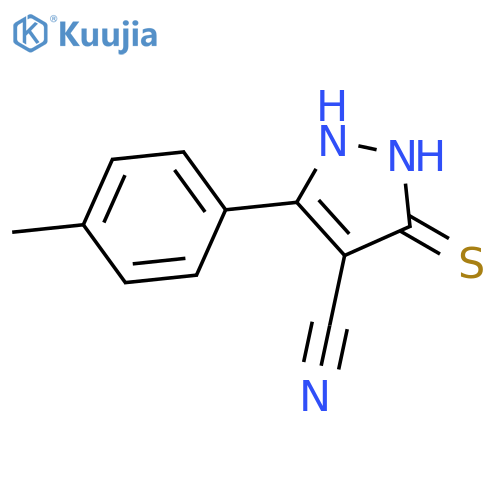 1H-Pyrazole-4-carbonitrile, 2,3-dihydro-5-(4-methylphenyl)-3-thioxo- structure