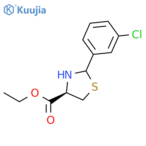 4-Thiazolidinecarboxylic acid, 2-(3-chlorophenyl)-, ethyl ester, (4R)- structure