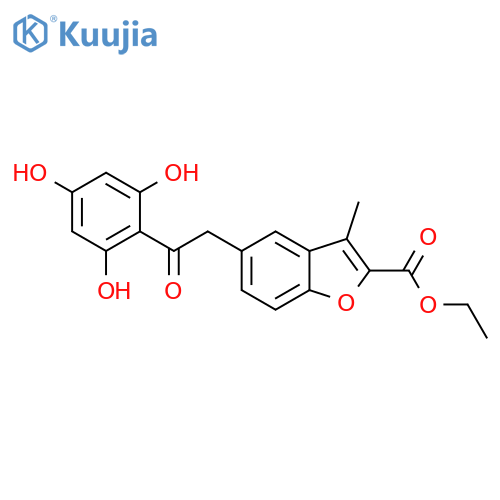 2-Benzofurancarboxylic acid,3-methyl-5-[2-oxo-2-(2,4,6-trihydroxyphenyl)ethyl]-, ethyl ester structure