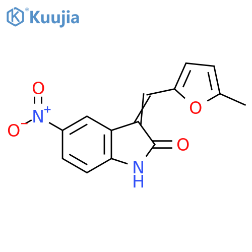 2H-Indol-2-one, 1,3-dihydro-3-[(5-methyl-2-furanyl)methylene]-5-nitro- structure