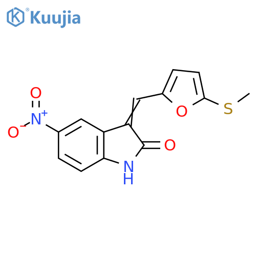 2H-Indol-2-one,1,3-dihydro-3-[[5-(methylthio)-2-furanyl]methylene]-5-nitro- structure