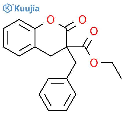 2H-1-Benzopyran-3-carboxylic acid,3,4-dihydro-2-oxo-3-(phenylmethyl)-, ethyl ester structure