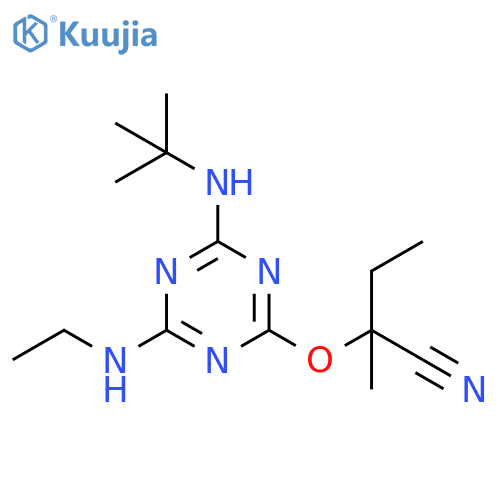 Butanenitrile,2-[[4-[(1,1-dimethylethyl)amino]-6-(ethylamino)-1,3,5-triazin-2-yl]oxy]-2-methyl- structure