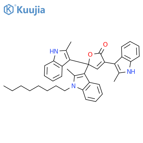 2(5H)-Furanone,3,5-bis(2-methyl-1H-indol-3-yl)-5-(2-methyl-1-octyl-1H-indol-3-yl)- structure