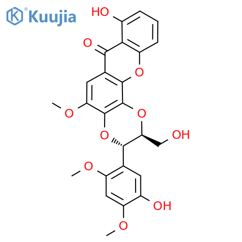 (2S)-2,3-Dihydro-8-hydroxy-3α-(5-hydroxy-2,4-dimethoxyphenyl)-2β-(hydroxymethyl)-5-methoxy-7H-1,4-dioxino[2,3-c]xanthen-7-one structure