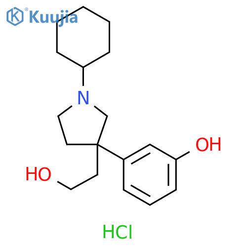 3-Pyrrolidineethanol, 1-cyclohexyl-3-(3-hydroxyphenyl)-, hydrochloride structure
