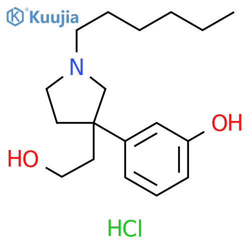 3-Pyrrolidineethanol, 1-hexyl-3-(3-hydroxyphenyl)-, hydrochloride structure