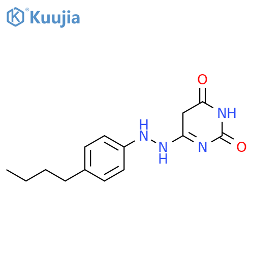 2,4,6(1H,3H,5H)-Pyrimidinetrione, 4-[(4-butylphenyl)hydrazone] structure