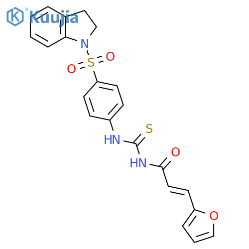 1-4-(2,3-dihydro-1H-indole-1-sulfonyl)phenyl-3-(2E)-3-(furan-2-yl)prop-2-enoylthiourea structure