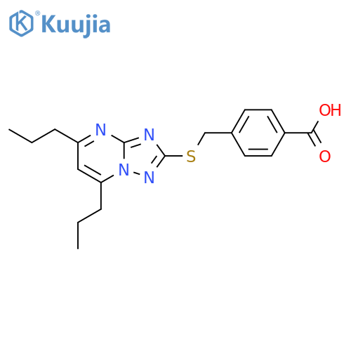 Benzoic acid,4-[[(5,7-dipropyl[1,2,4]triazolo[1,5-a]pyrimidin-2-yl)thio]methyl]- structure