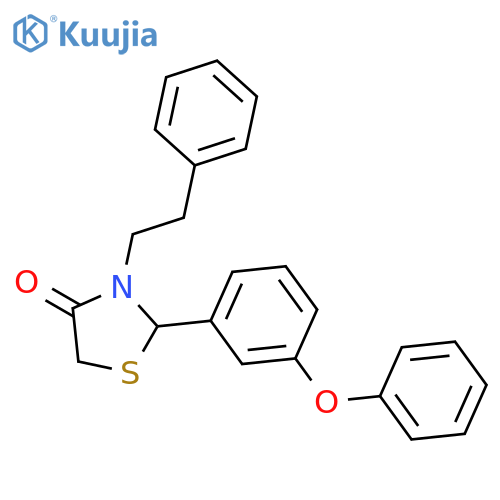 4-THIAZOLIDINONE, 2-(3-PHENOXYPHENYL)-3-(2-PHENYLETHYL)- structure