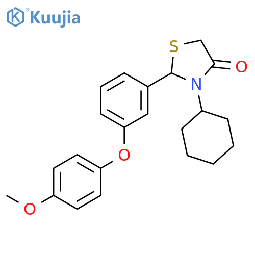 4-Thiazolidinone, 3-cyclohexyl-2-[3-(4-methoxyphenoxy)phenyl]- structure