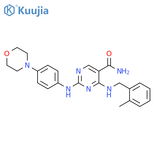 5-Pyrimidinecarboxamide,4-[[(2-methylphenyl)methyl]amino]-2-[[4-(4-morpholinyl)phenyl]amino]- structure