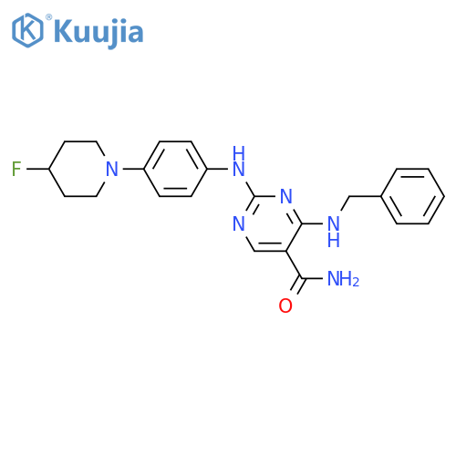 5-Pyrimidinecarboxamide,2-[[4-(4-fluoro-1-piperidinyl)phenyl]amino]-4-[(phenylmethyl)amino]- structure