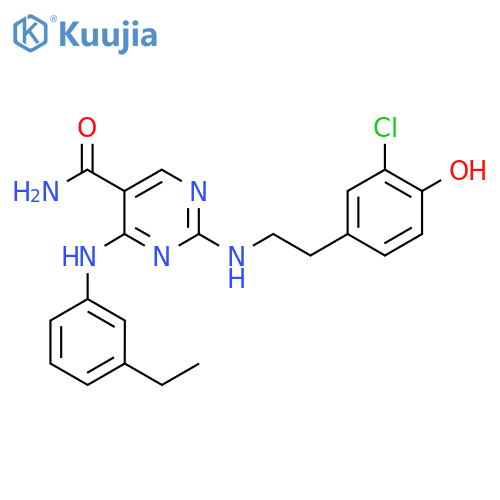 5-Pyrimidinecarboxamide,2-[[2-(3-chloro-4-hydroxyphenyl)ethyl]amino]-4-[(3-ethylphenyl)amino]- structure