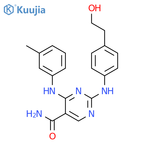 5-Pyrimidinecarboxamide,2-[[4-(2-hydroxyethyl)phenyl]amino]-4-[(3-methylphenyl)amino]- structure