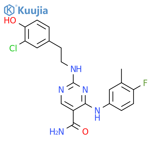 5-Pyrimidinecarboxamide,2-[[2-(3-chloro-4-hydroxyphenyl)ethyl]amino]-4-[(4-fluoro-3-methylphenyl)amino]- structure