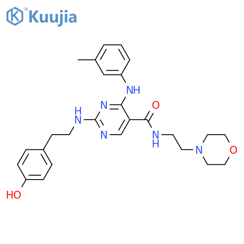5-Pyrimidinecarboxamide,2-[[2-(4-hydroxyphenyl)ethyl]amino]-4-[(3-methylphenyl)amino]-N-[2-(4-morpholinyl)ethyl]- structure