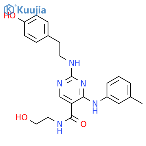 5-Pyrimidinecarboxamide,N-(2-hydroxyethyl)-2-[[2-(4-hydroxyphenyl)ethyl]amino]-4-[(3-methylphenyl)amino]- structure