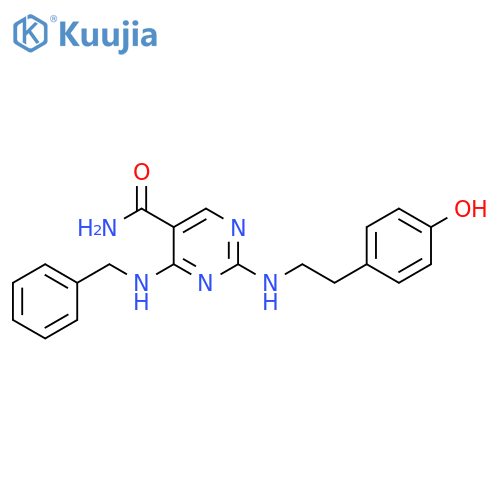 5-Pyrimidinecarboxamide,2-[[2-(4-hydroxyphenyl)ethyl]amino]-4-[(phenylmethyl)amino]- structure