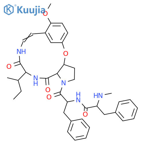 Benzenepropanamide, a-(methylamino)-N-[(1S)-2-[(3aS,10Z,14S,16aS)-3,3a,12,13,14,15,16,16a-octahydro-8-methoxy-14-[(1R)-1-methylpropyl]-13,16-dioxo-5,9-metheno-9H-pyrrolo[3,2-b][1,5,8]oxadiazacyclopentadecin-1(2H)-yl]-2-oxo-1-(phenylmethyl)ethyl]-,(aS)- (9CI) structure