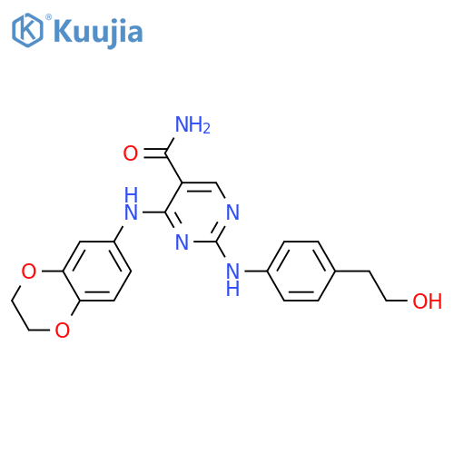 5-Pyrimidinecarboxamide,4-[(2,3-dihydro-1,4-benzodioxin-6-yl)amino]-2-[[4-(2-hydroxyethyl)phenyl]amino]- structure