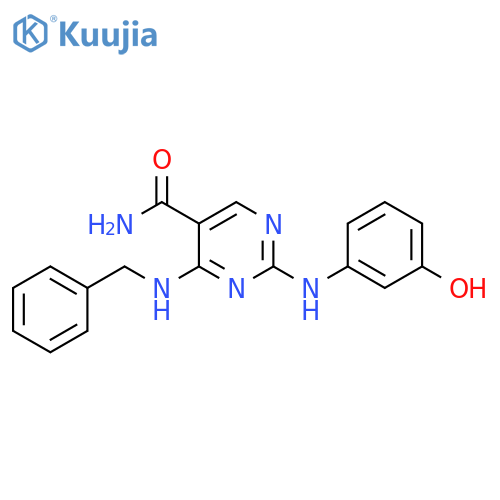 5-Pyrimidinecarboxamide,2-[(3-hydroxyphenyl)amino]-4-[(phenylmethyl)amino]- structure