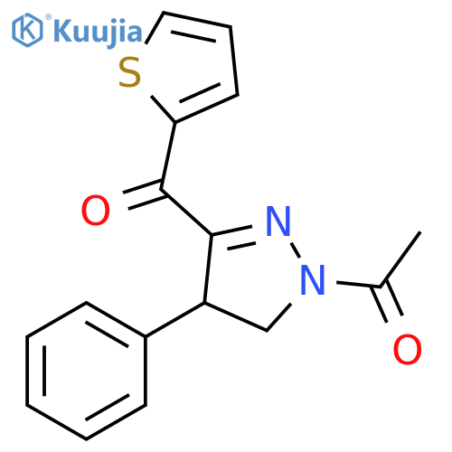 1H-Pyrazole, 1-acetyl-4,5-dihydro-4-phenyl-3-(2-thienylcarbonyl)- structure
