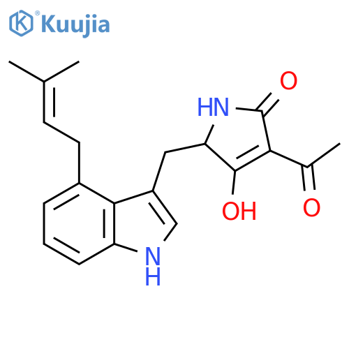 2H-Pyrrol-2-one,3-acetyl-1,5-dihydro-4-hydroxy-5-[[4-(3-methyl-2-butenyl)-1H-indol-3-yl]methyl]- structure