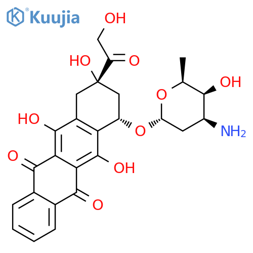 5,12-Naphthacenedione,7-[(3-amino-2,3,6-trideoxy-a-L-lyxo-hexopyranosyl)oxy]-7,8,9,10-tetrahydro-6,9,11-trihydroxy-9-(2-hydroxyacetyl)-,(7S,9S)- structure