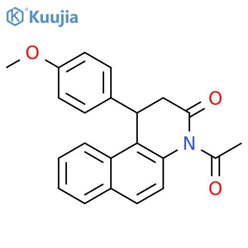 Benzo[f]quinolin-3(2H)-one, 4-acetyl-1,4-dihydro-1-(4-methoxyphenyl)- structure