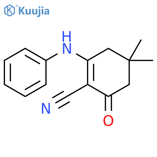 1-Cyclohexene-1-carbonitrile, 4,4-dimethyl-6-oxo-2-(phenylamino)- structure