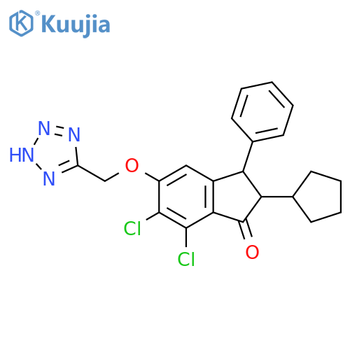 1H-Inden-1-one,6,7-dichloro-2-cyclopentyl-2,3-dihydro-3-phenyl-5-(1H-tetrazol-5-ylmethoxy)- structure