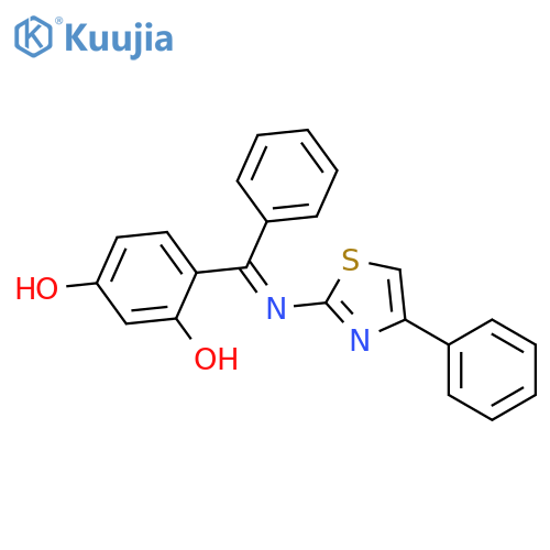 1,3-Benzenediol, 4-[phenyl[(4-phenyl-2-thiazolyl)imino]methyl]- structure
