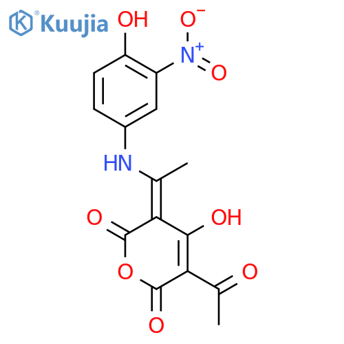 2H-Pyran-2,6(3H)-dione,5-acetyl-4-hydroxy-3-[1-[(4-hydroxy-3-nitrophenyl)amino]ethylidene]- structure