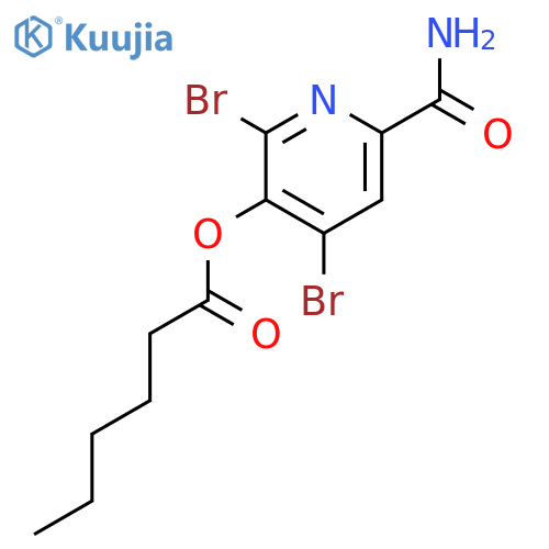Hexanoic acid, 6-(aminocarbonyl)-2,4-dibromo-3-pyridinyl ester structure