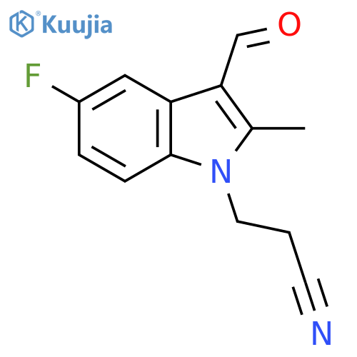 1H-Indole-1-propanenitrile, 5-fluoro-3-formyl-2-methyl- structure